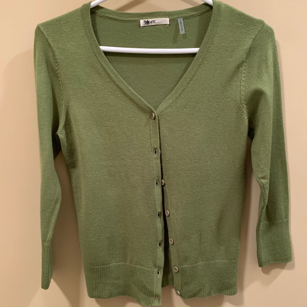 GREEN LIGHTWEIGHT CARDIGAN - SIZE SMALL